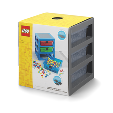 LEGO organizér s tromi zásuvkami - tmavo modrá