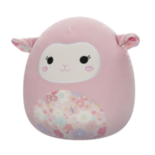 SQUISHMALLOWS Lala the Pink Lamb W/Floral Ears and Belly, 30 cm