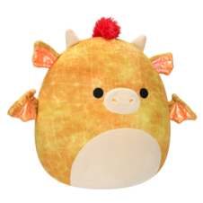 SQUISHMALLOWS Dieric the Yellow Textured Dragon W/Red Hair, 40 cm